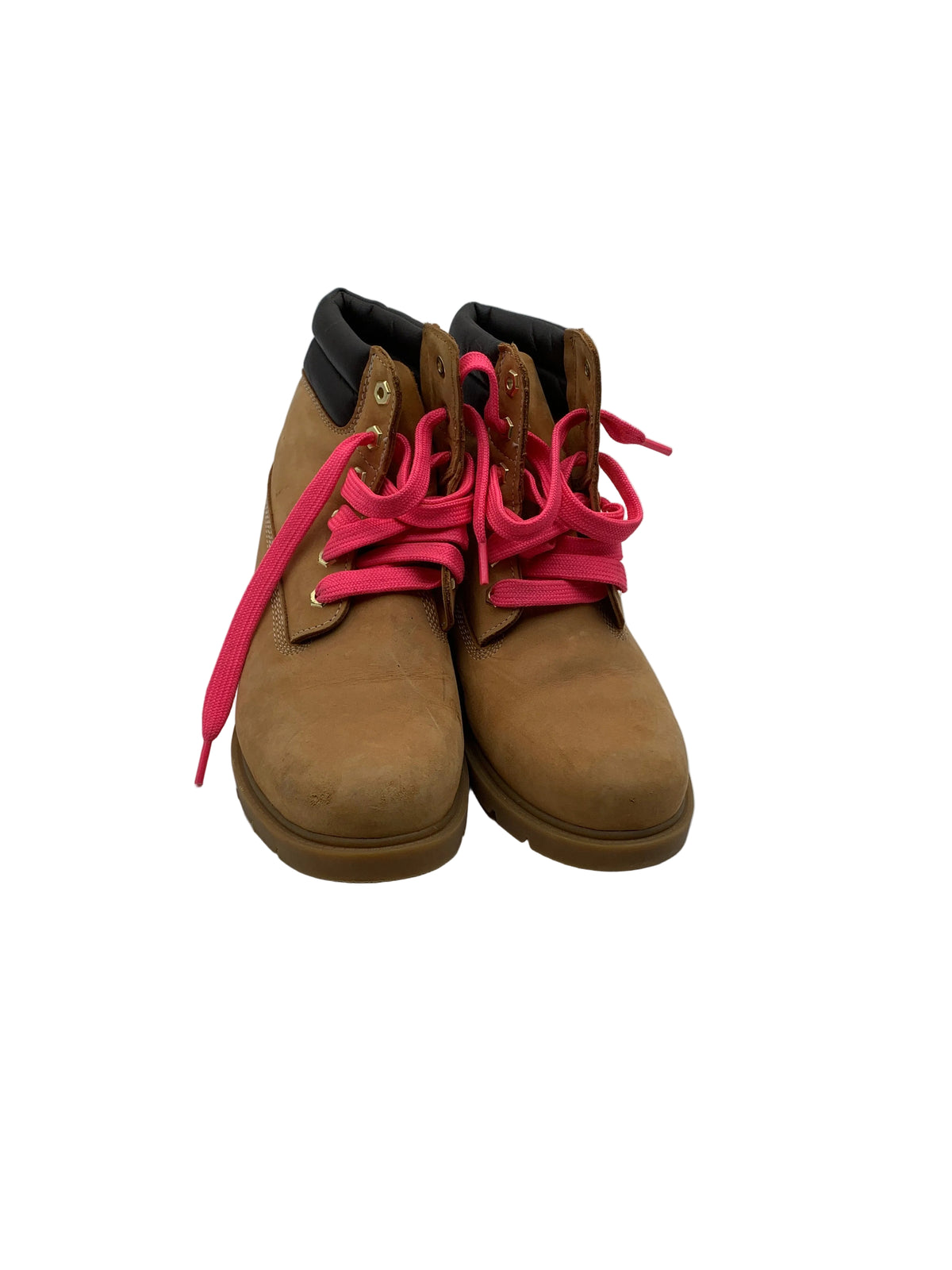 Timberland Wheat Leather Lace-Up Boots Pink Laces Women's Outdoor Boots