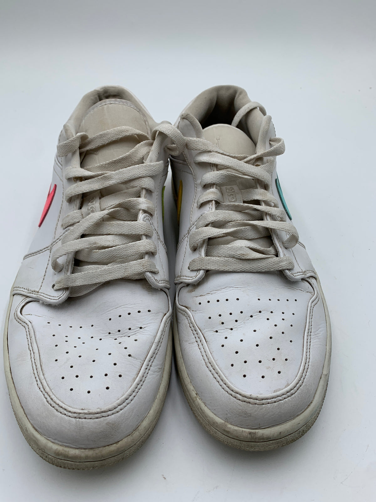 NIKE Air Jordan 1 Low White Multicolor Swoosh Sneakers US 11
