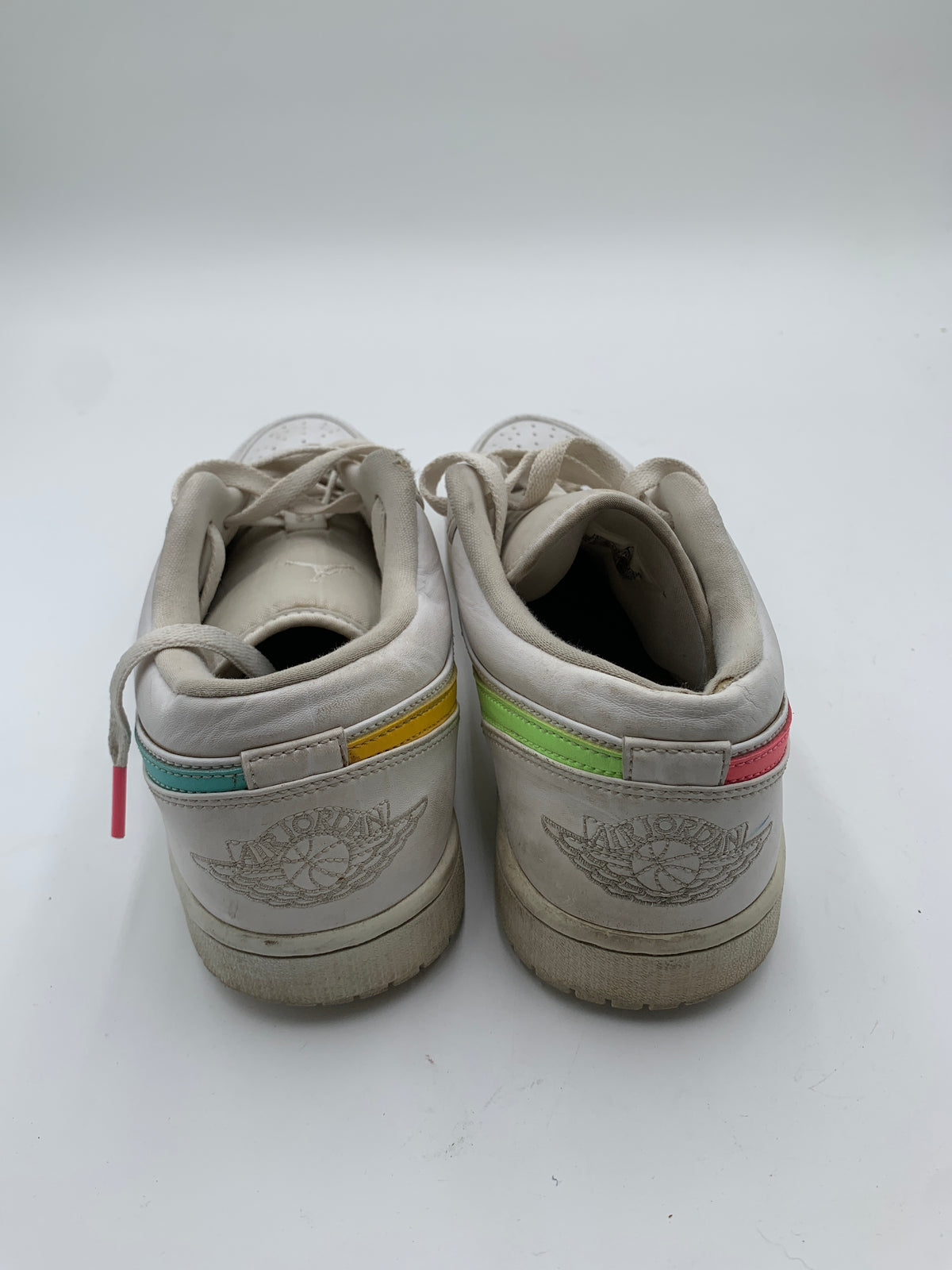 NIKE Air Jordan 1 Low White Multicolor Swoosh Sneakers US 11