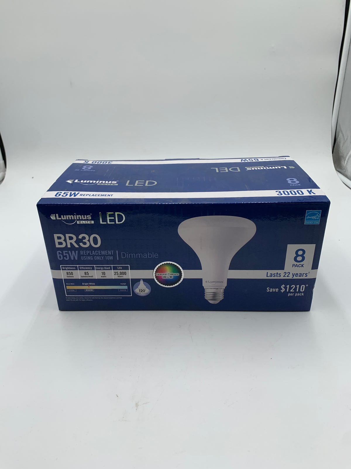 LUMIN LED BR30 Flood Light Bulbs 10W Energy Efficient Lighting Pack of 8