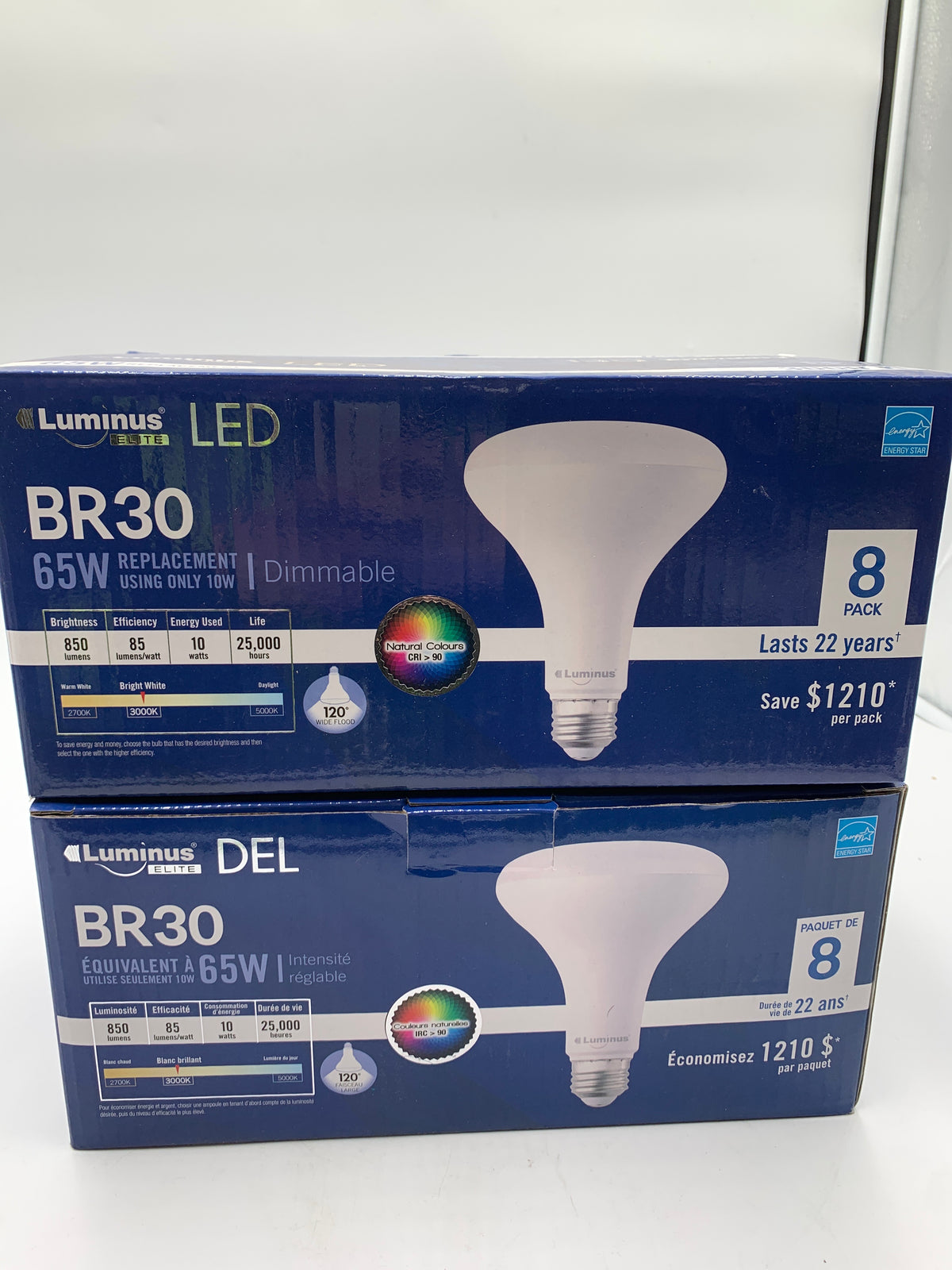 LUMIN LED BR30 Flood Light Bulbs 10W Energy Efficient Lighting Pack of 8