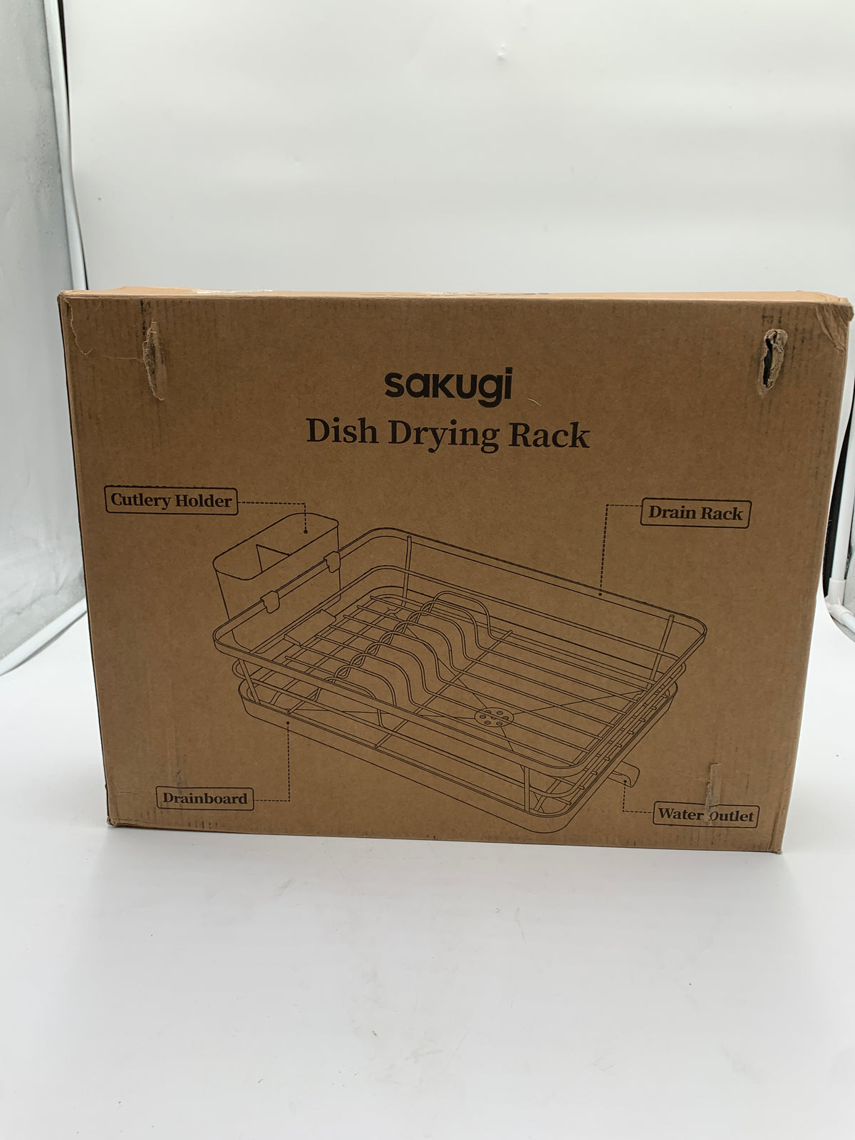 Sakugi Dish Drying Rack with Drainboard & Utensil Holder – Kitchen Counter Organizer