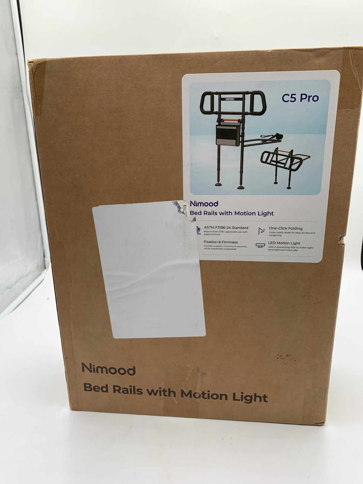 Nimood C5 Pro Adult Bed Rail with Motion Sensor Light – Bedside Safety Assist Handle