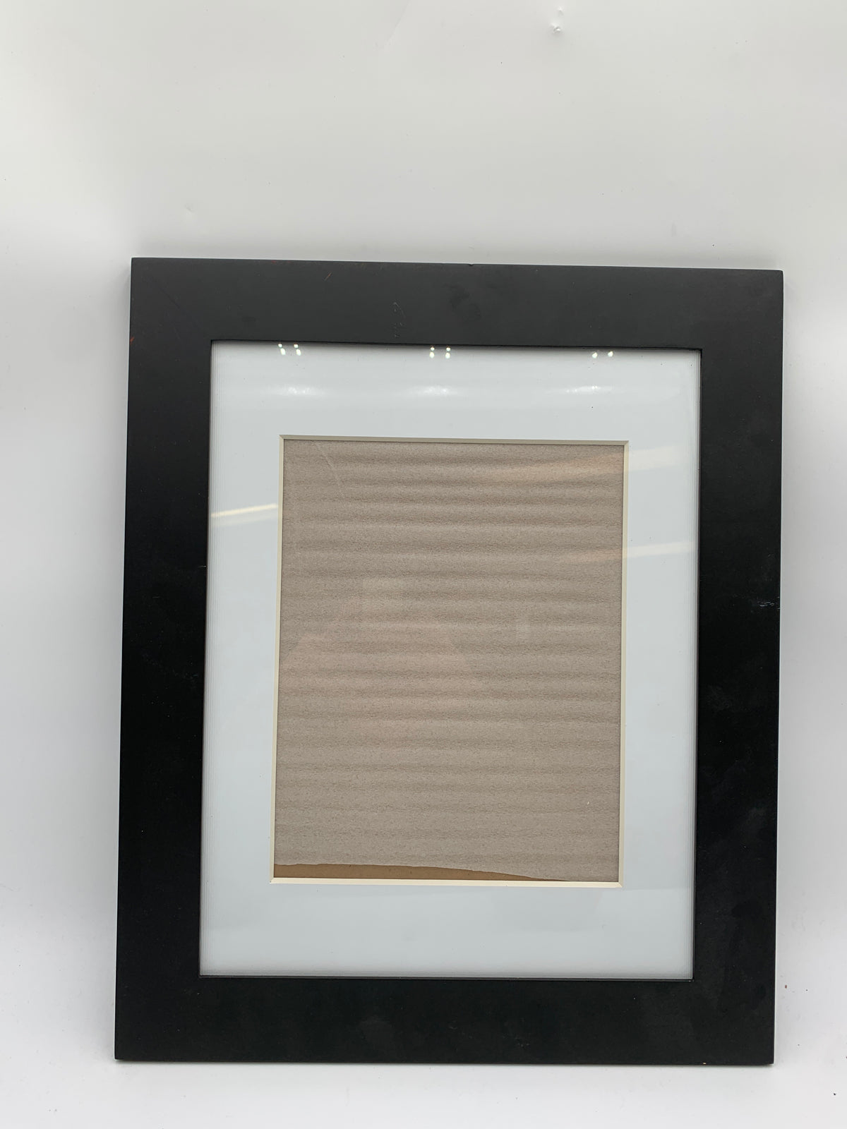 Black Picture Frame with White Mat, Approx. 14 × 17 Inches