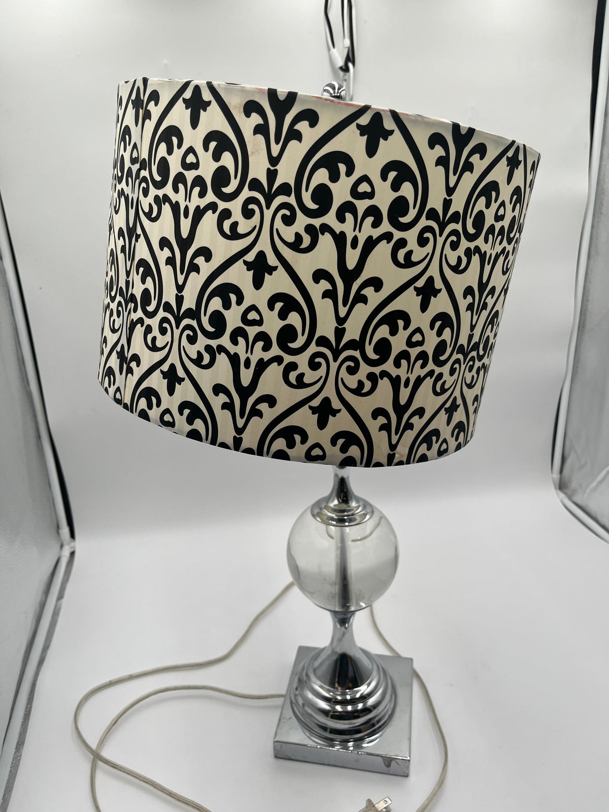 Modern Chrome Clear Glass Ball Table Lamp