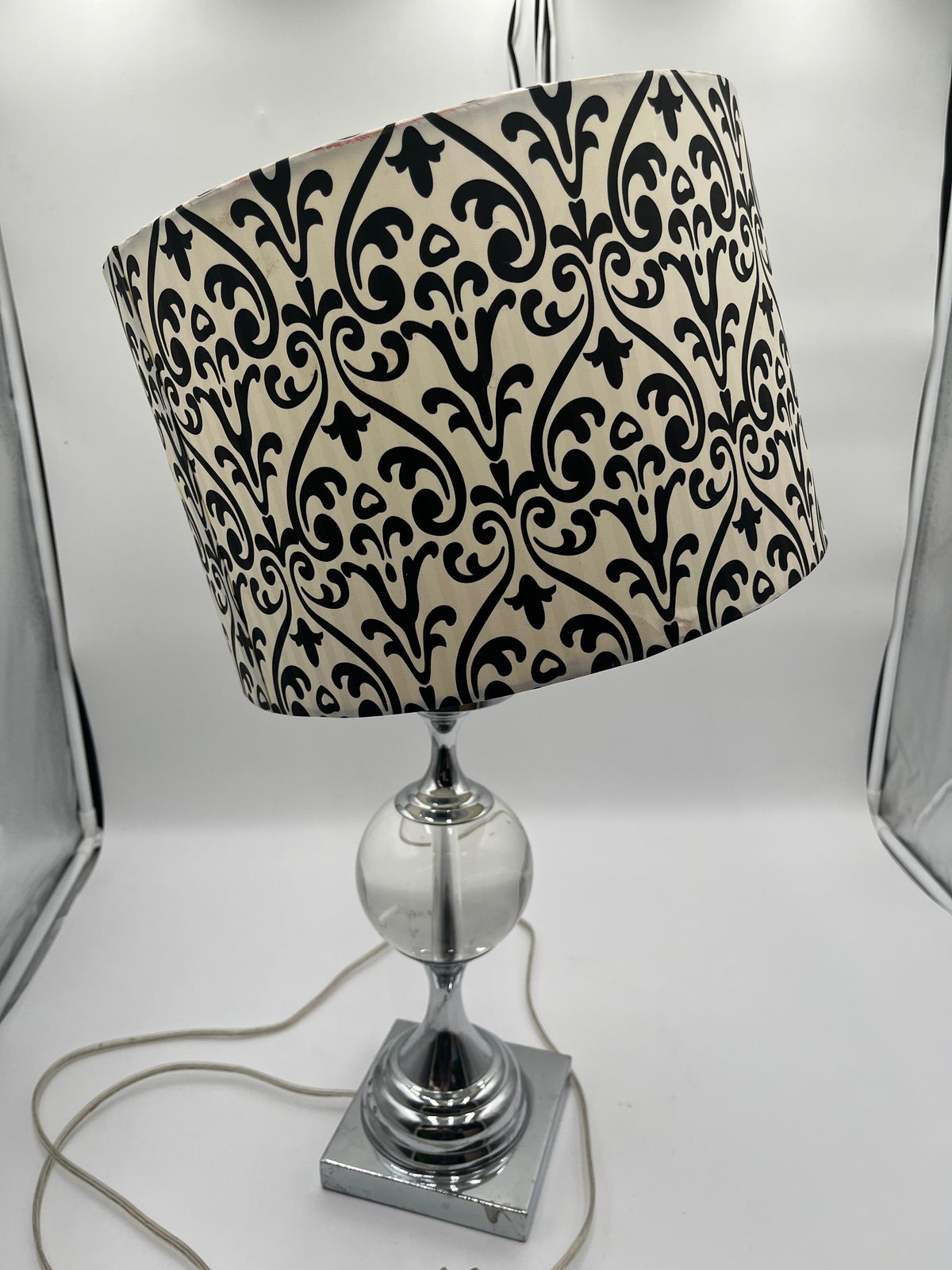 Modern Chrome Clear Glass Ball Table Lamp