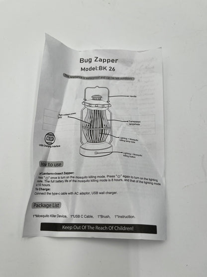 BK26 2-in-1 LED Camping Lantern Bug Zapper Mosquito Killer 4000mAh Rechargeable
