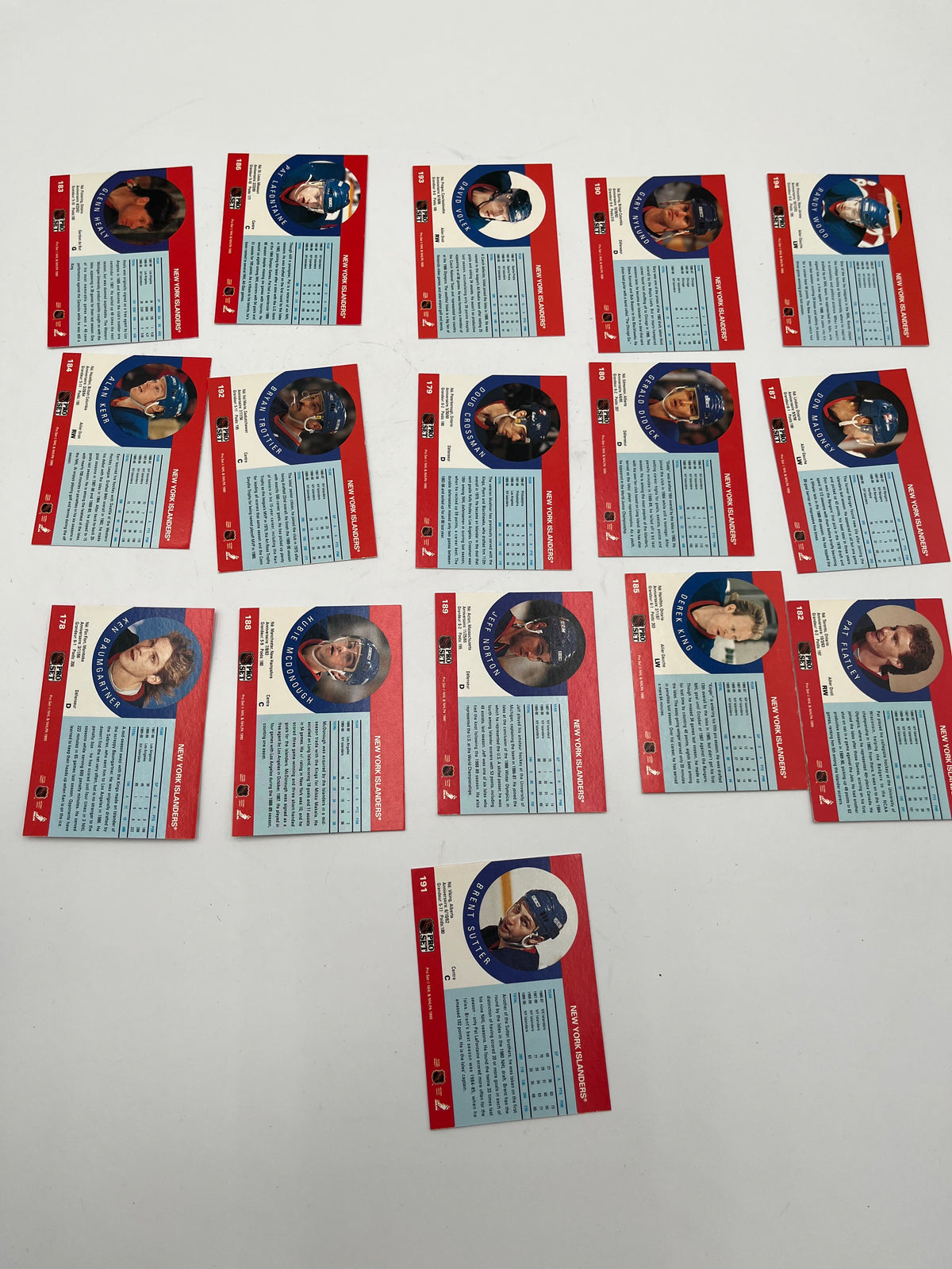 1990-91 Pro Set New York Islanders Hockey Card Lot 16 Vintage NHL Trading Cards
