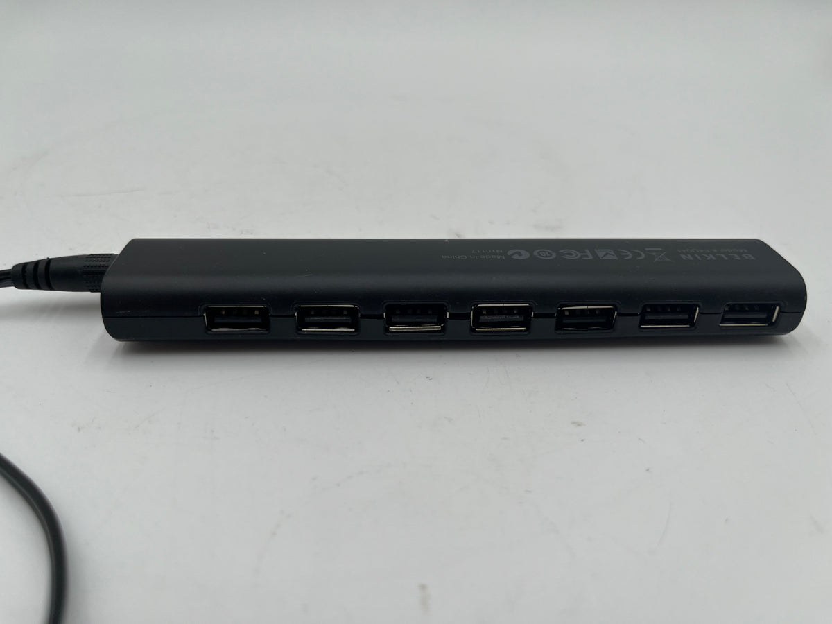 Belkin F4U041 Ultra-Slim 7-Port USB 2.0 Desktop Hub with Power Supply & Cable