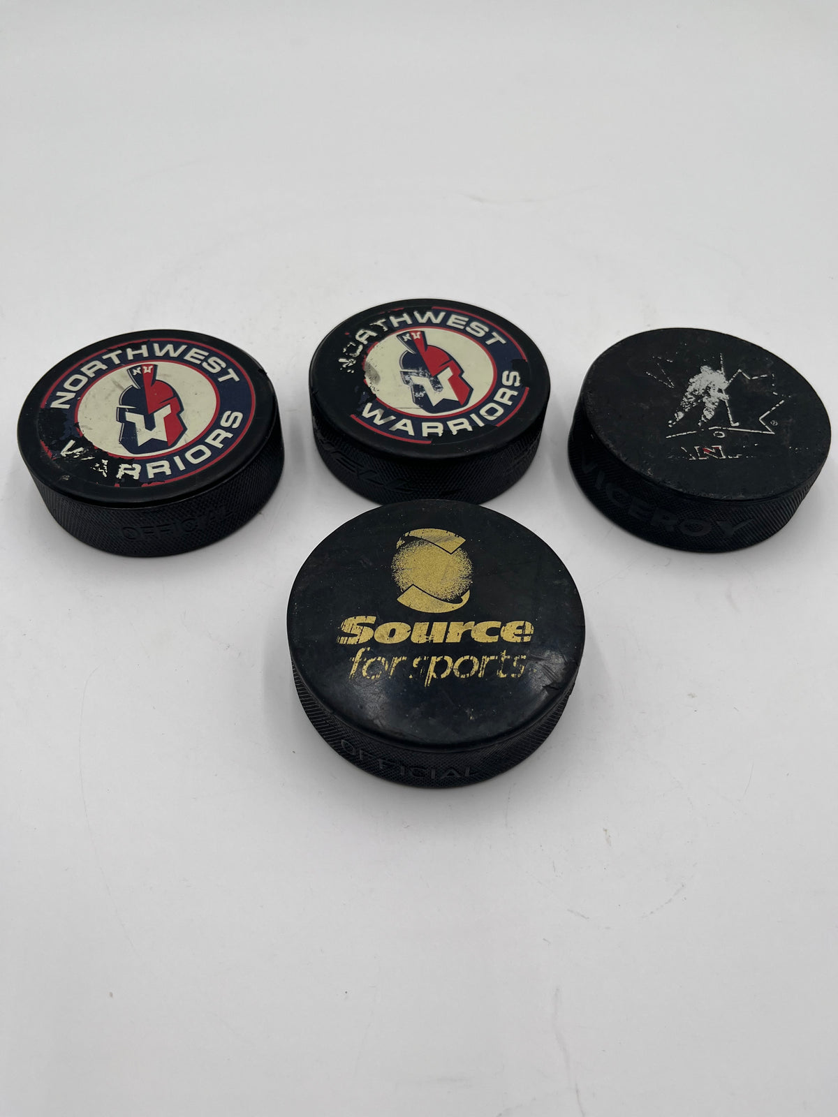 Lot of 4 Hockey Pucks – Northwest Warriors Custom & Source for Sports