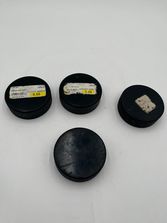 Lot of 4 Hockey Pucks – Northwest Warriors Custom & Source for Sports