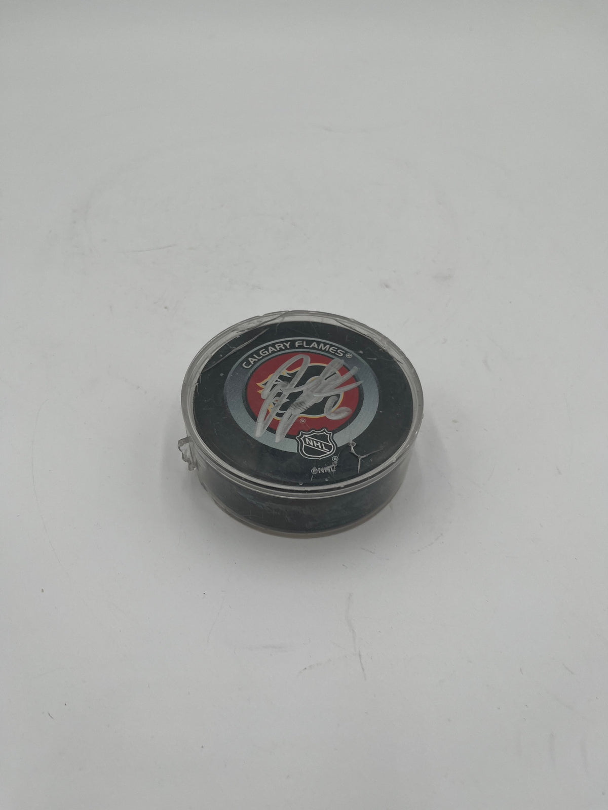 Calgary Flames NHL Team Logo Hockey Puck – Autographed / Signed