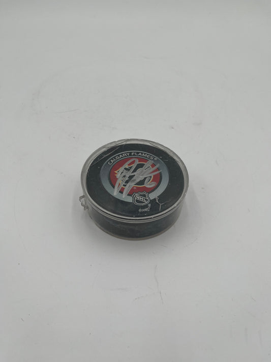 Calgary Flames NHL Team Logo Hockey Puck – Autographed / Signed
