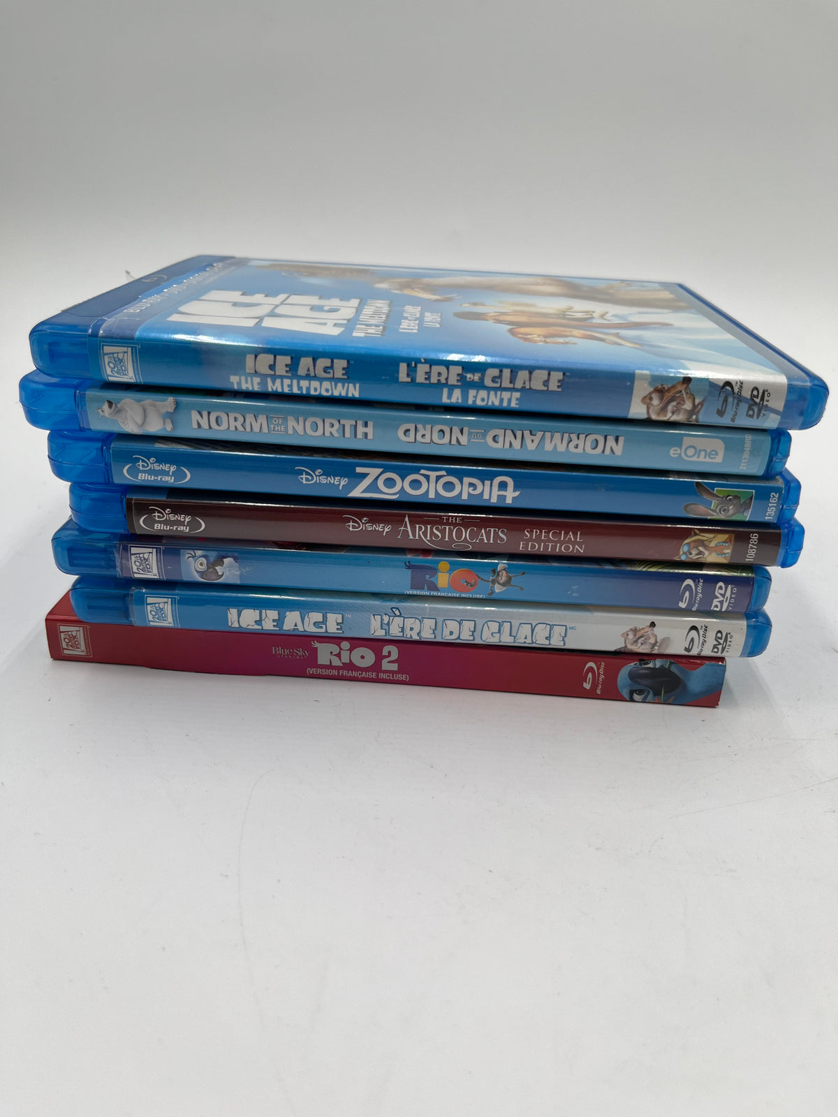 Family Kids Animated Movie Lot Blu-ray DVD Ice Age Zootopia Rio Aristocats