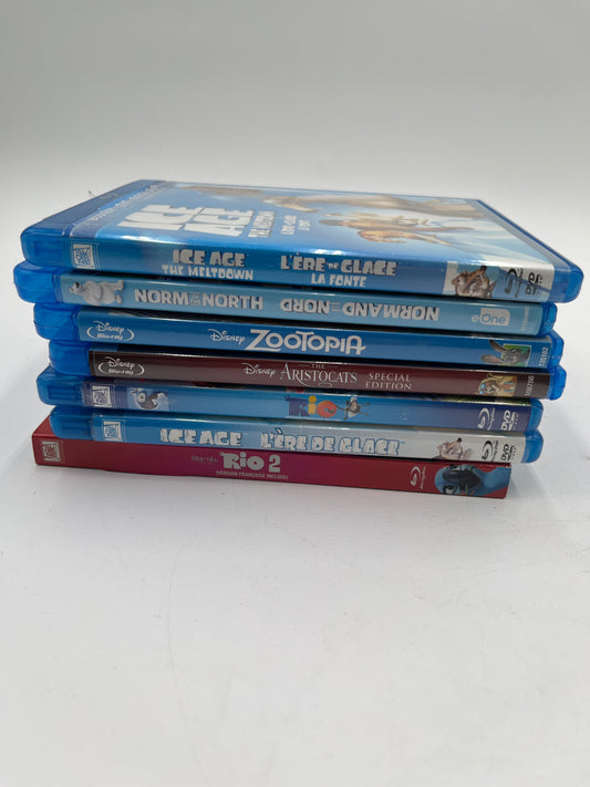 Family Kids Animated Movie Lot Blu-ray DVD Ice Age Zootopia Rio Aristocats