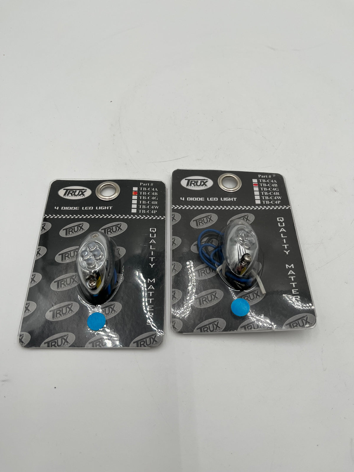 2x Trux Accessories 4 Diode LED Marker Light Blue TB-C4B Chrome Base