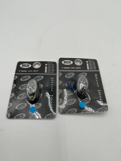 2x Trux Accessories 4 Diode LED Marker Light Blue TB-C4B Chrome Base