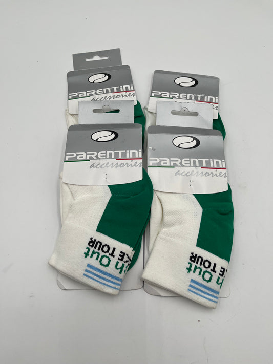 Parentini Choke Tour Cycling Socks Green White Made in Italy S/M 4-Pack