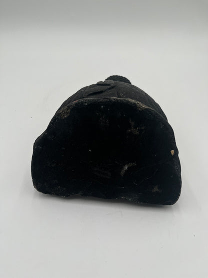 Vintage Carved Dark Stone Meditating Buddha Statue