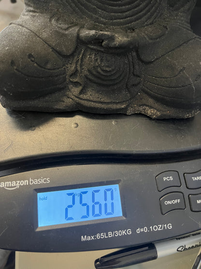 Vintage Carved Dark Stone Meditating Buddha Statue