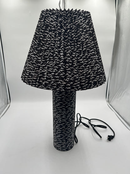 CB2 Kara Mann Scrunch Black White Fabric Pleated Table Lamp 80s Mod Modern