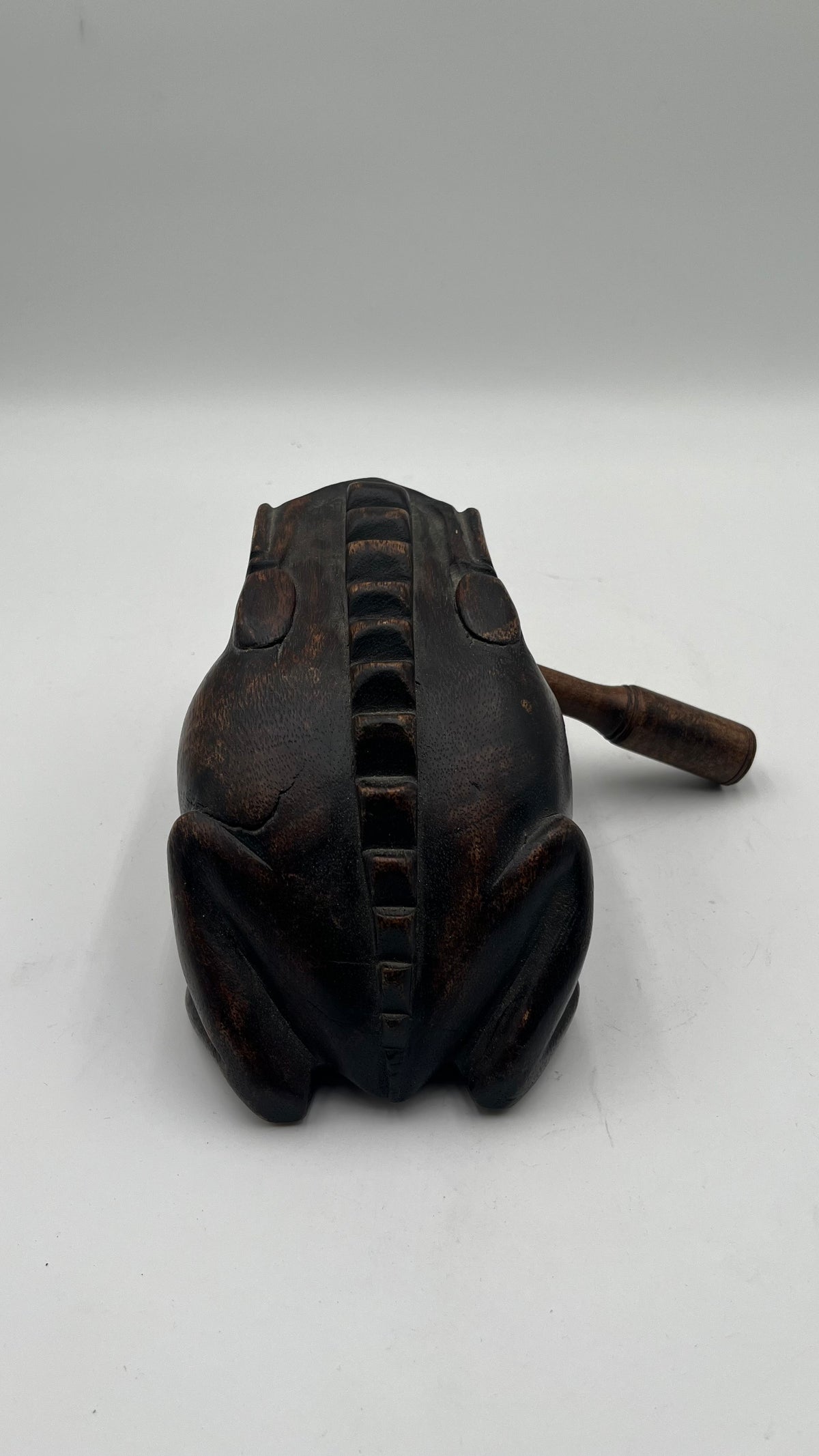 Vintage Wooden Frog Guiro Rasp Hand Carved Wood Musical Instrument Percussion