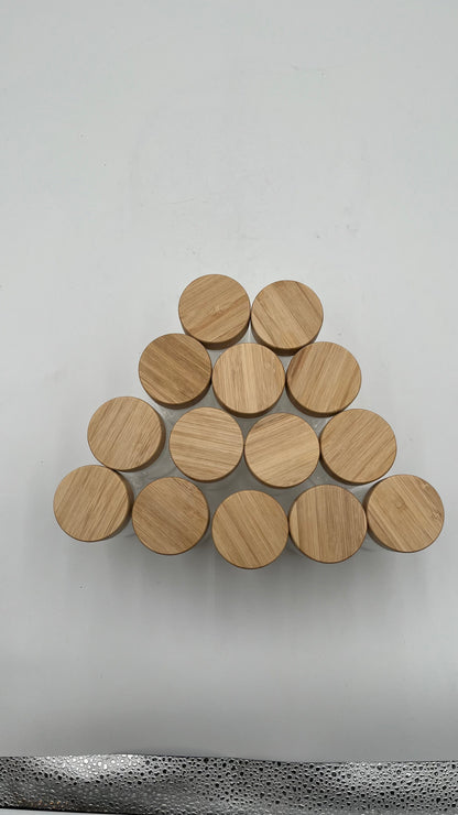 12 Piece Glass Spice Jar Set Bamboo Wood Lids Kitchen Pantry Storage