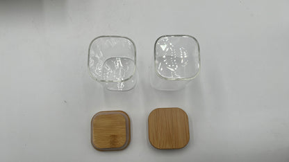 12-Pack Square Glass Storage Jars with Bamboo Lids & Labels