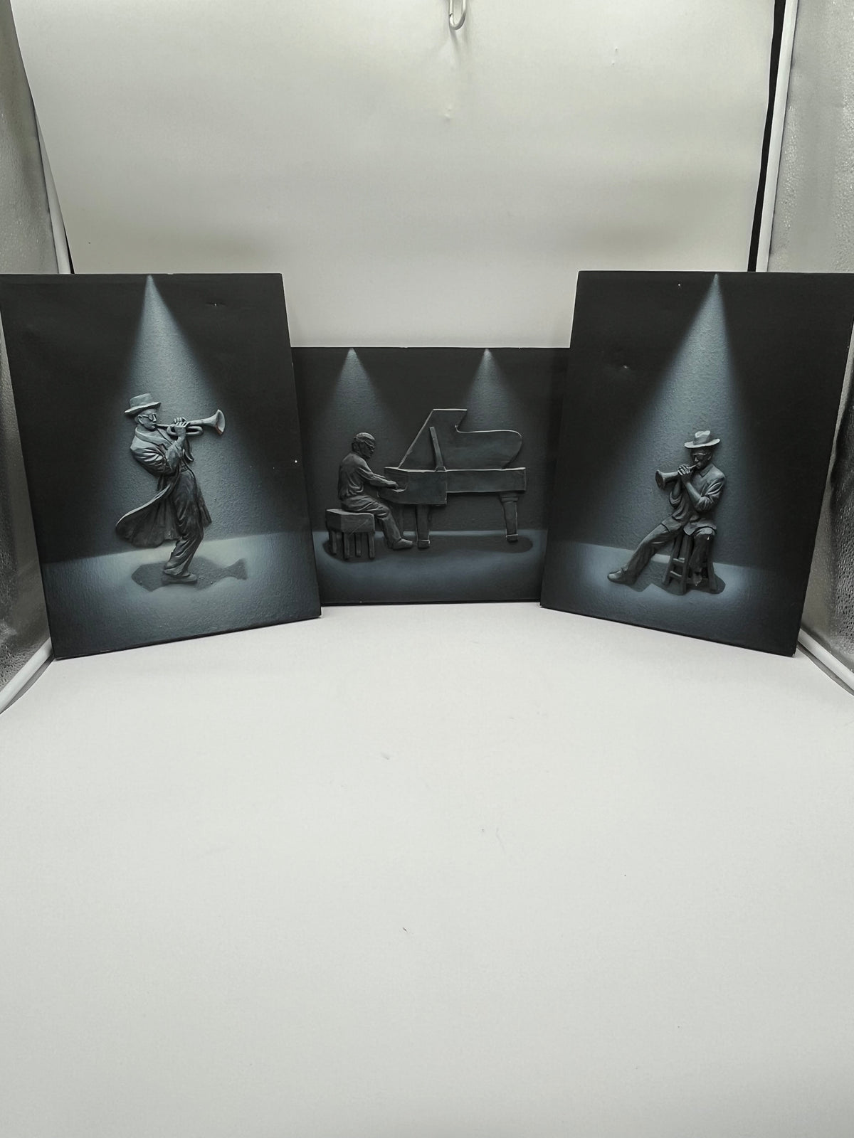 3-Piece 3D Relief Jazz Musician Wall Art Set Piano Trumpet