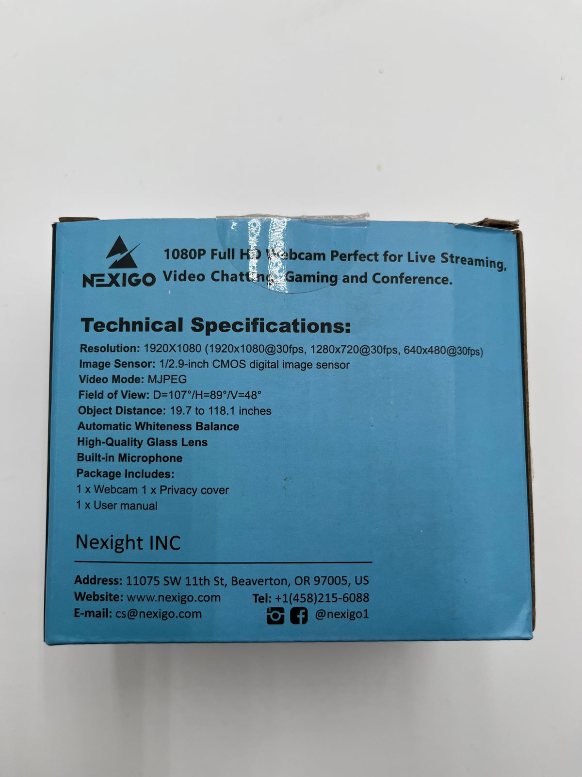 NexiGo N660 1080P Full HD Webcam with Built-in Microphone & Box