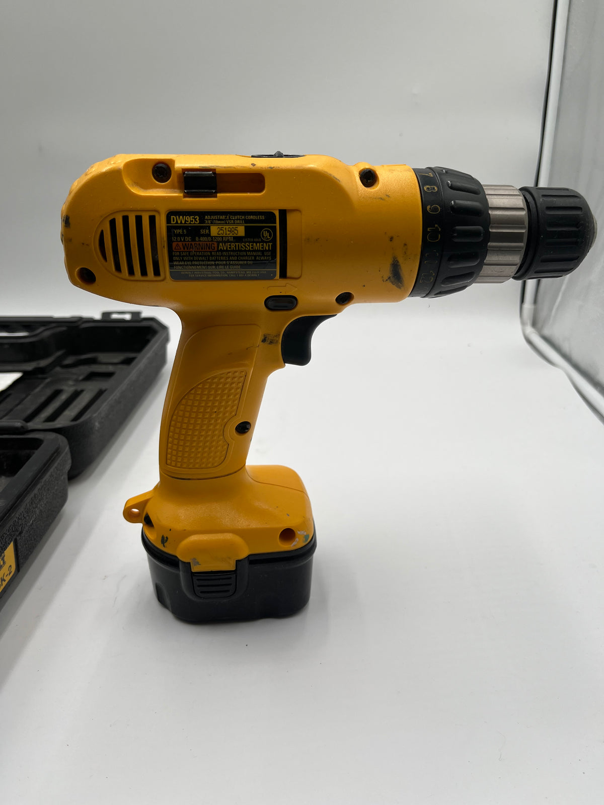 DeWalt DW953 12V Cordless Drill Driver Kit Charger Battery Manual Case
