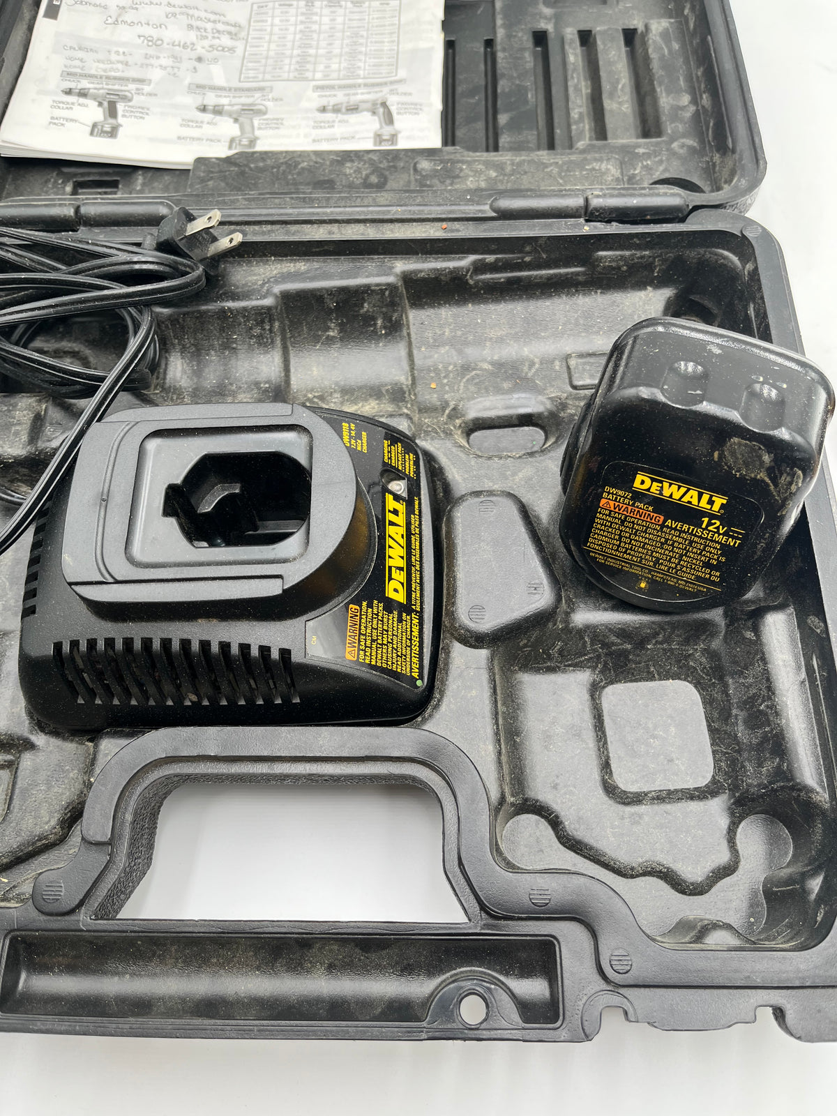 DeWalt DW953 12V Cordless Drill Driver Kit Charger Battery Manual Case