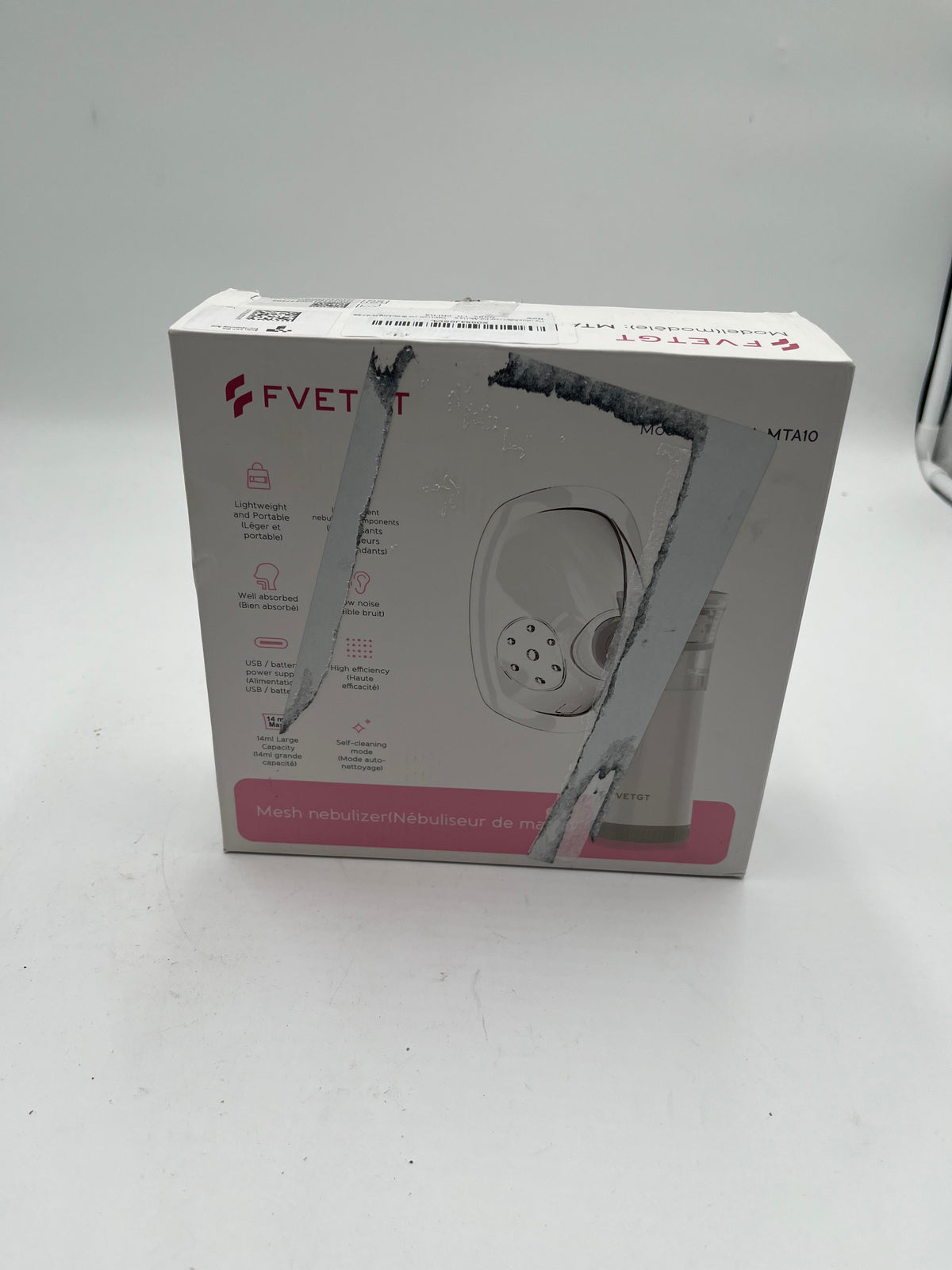 FVETGT Portable Mesh Nebulizer MTA10 Handheld Inhaler Kit Adult Child Mask Box