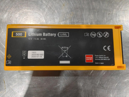 Good Condition Physio-Control 500 Lithium Battery Pack for AED Yellow Working