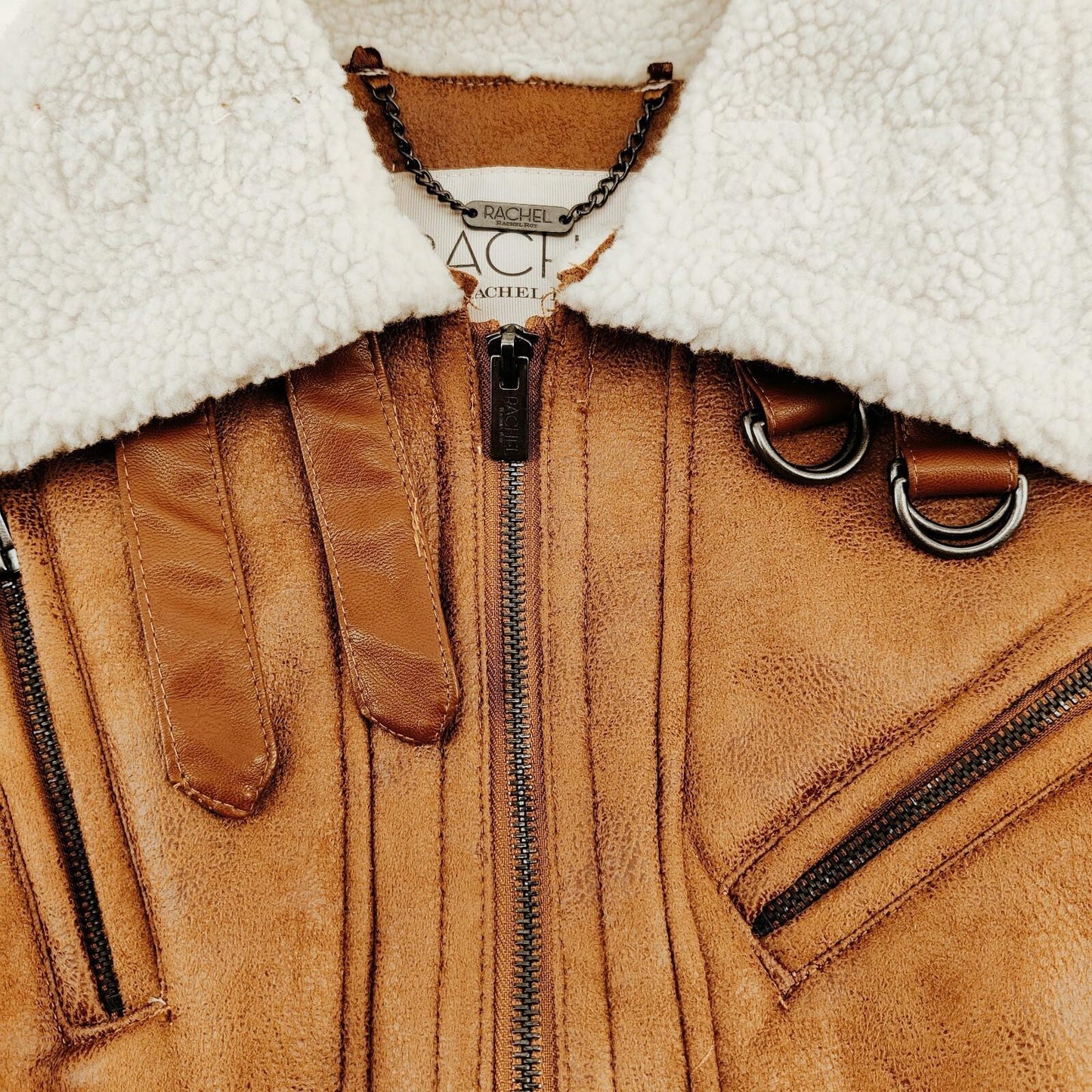 Rachel Roy Faux Shearling Brown Jacket Women's Size S