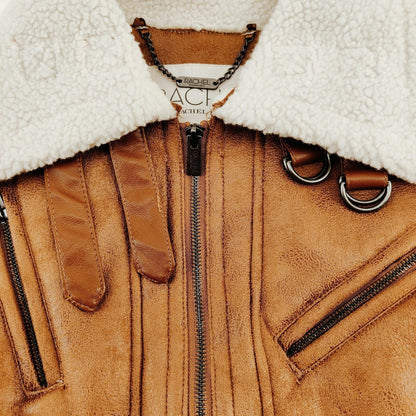 Rachel Roy Faux Shearling Brown Jacket Women's Size S