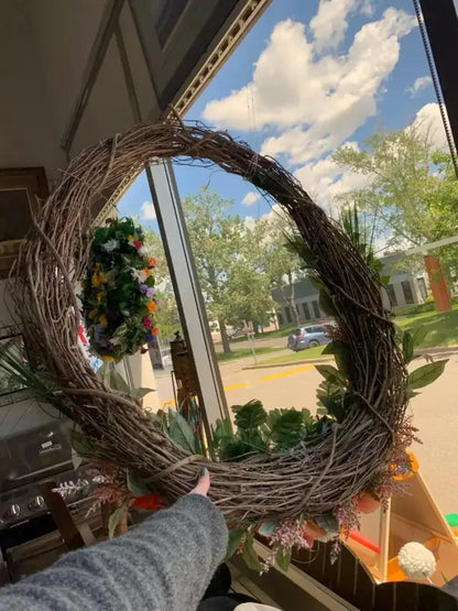 Orange and White Floral Grapevine Wreath