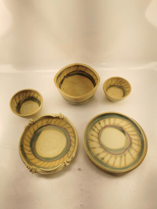 Vintage Hand made and colored Plates and Bowl by Patricia