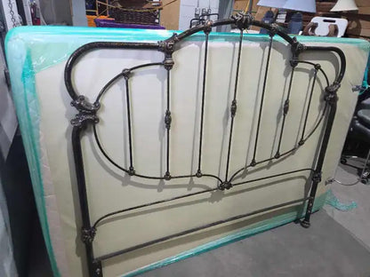 Antique Victorian Style Wrought Iron/Brass Headboard - Queen
