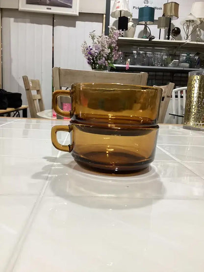 Amber Glass Soup Bowls -Set of 2