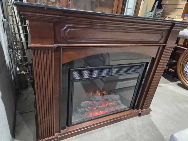 Electric Twin Star Wooden/Marble Fireplace
