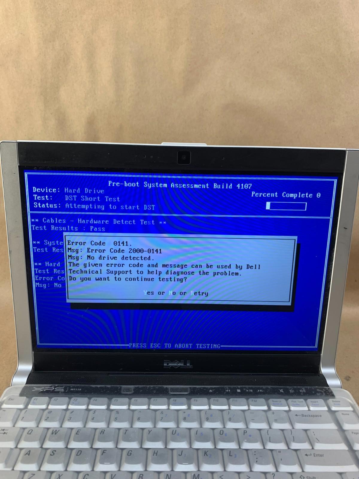 Dell XPS M1330 Core 2 Duo 2GHz, 4GB RAM Boots To BIOS Good Screen