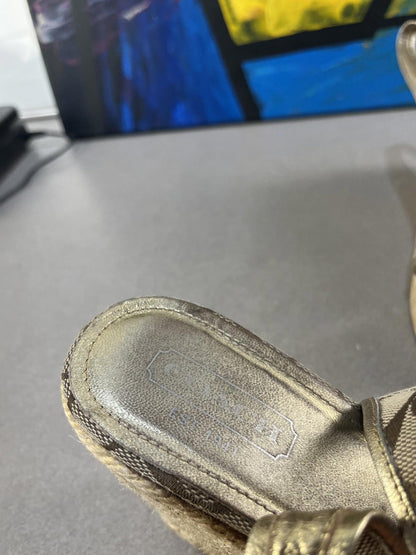 Women’s Coach Espadrille Wedge Sandals (Beige, Size 9 US)