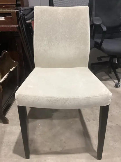 White Velvet Fabric Dining Chairs - 4 Available