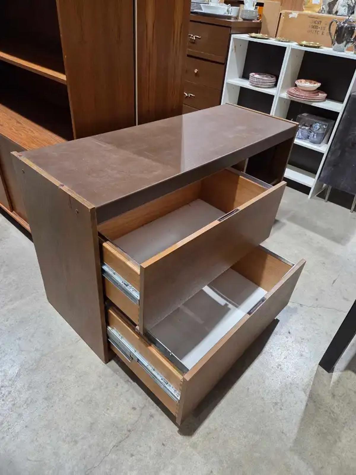Wooden Filing Cabinet with Vinyl Top