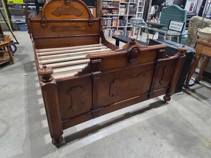Antique Wooden Full Bed Frame & Mattress