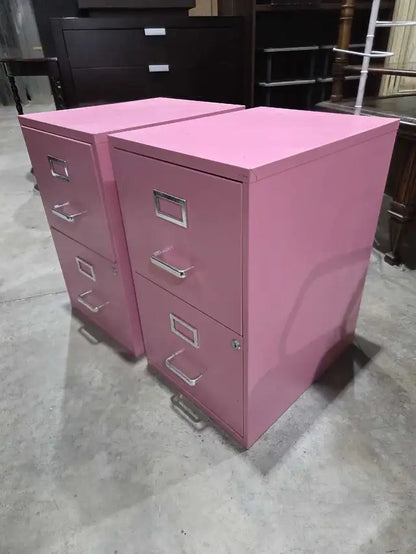 Pink Metal Filing Cabinet - 2 Available