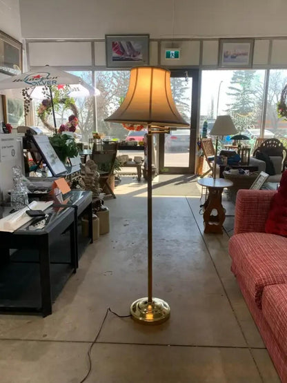 Gold Floor Lamp with Moveable Arm