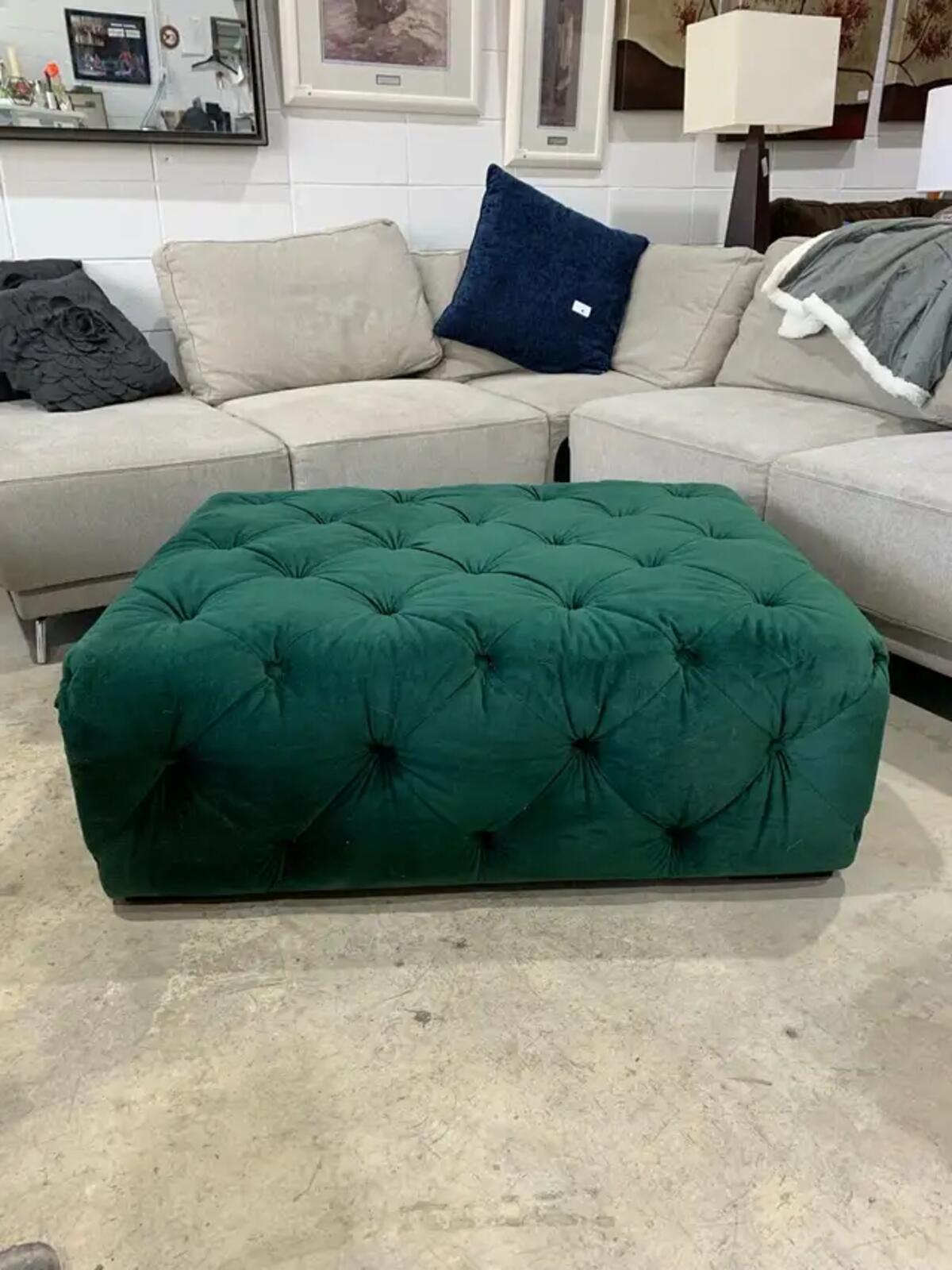 Emerald Green Tufted Ottoman