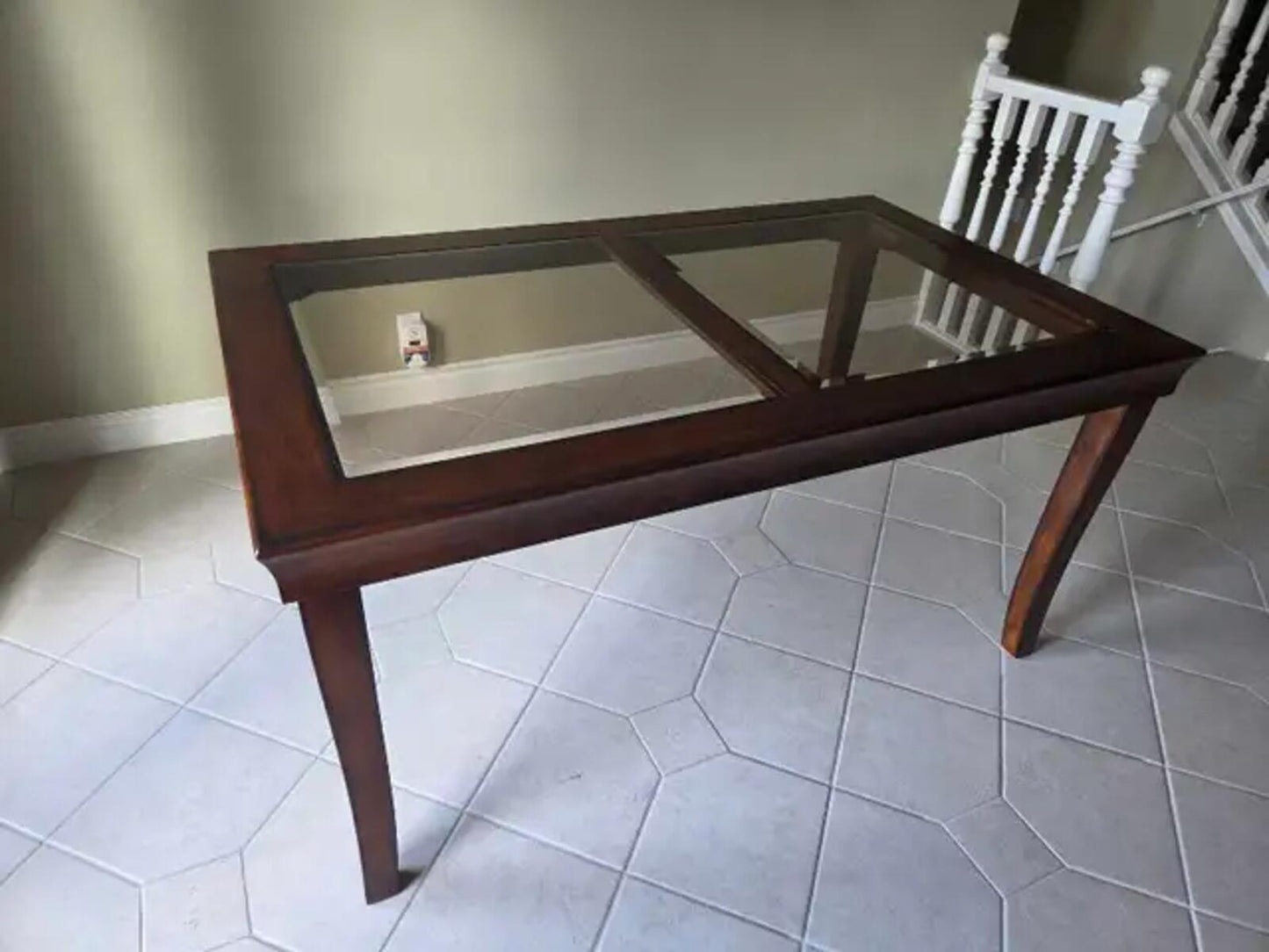 Glass Top Wooden Dining Table